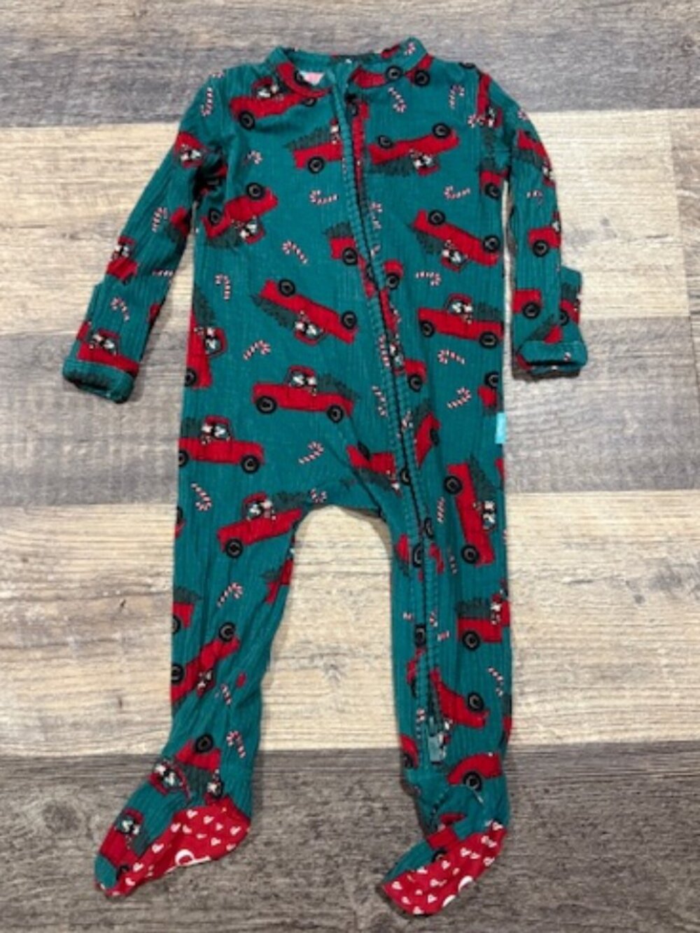 Posh Peanut Disney Mickey Christmas Print 0-3 Months Footie Pajamas